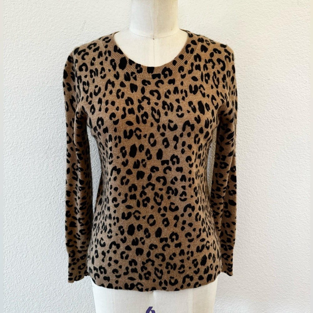 J.Crew Cashmere Leopard Crewneck Sweater - Picture 1 of 7